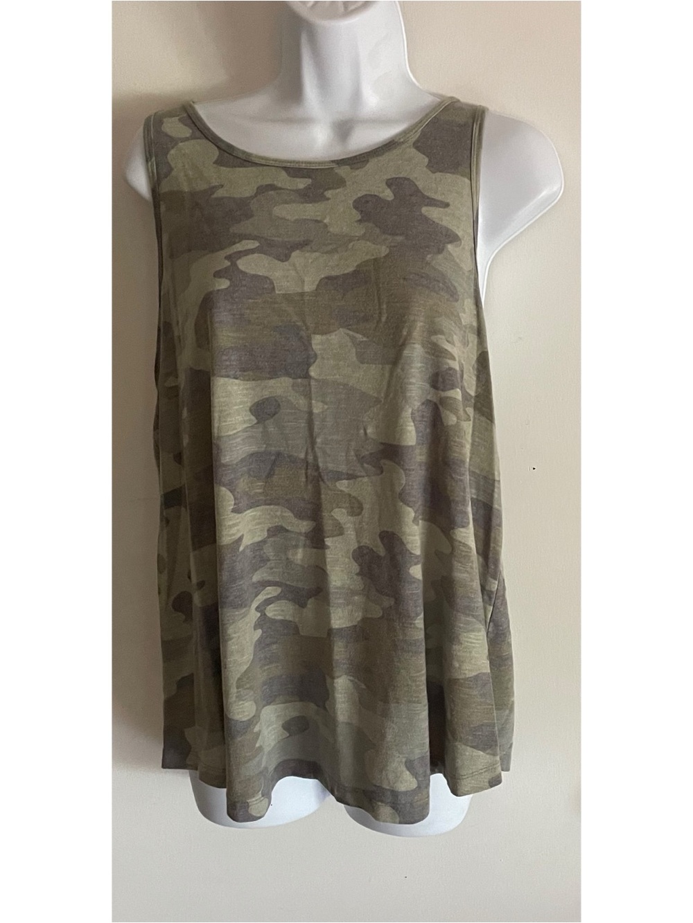 SO Olive Camo Flared Tank Top